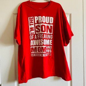 Mens Cotton Graphic Tshirt 'Proud Son of a Freaking Awesome Mom' Size 3XL